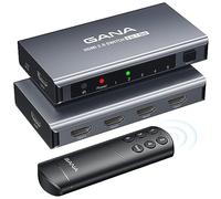 HDMI Switch 5 in 1 Out 4K@60Hz, GANA HDMI Splitter Switcher with Remote, Aluminum HDMI 2.0 Switch Box Hub for 3D, HDCP2.2, HDR, Compatible with Xbox, PS5/4/3,Fire Stick,Roku,Blu-Ray Player