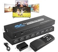 HDMI Switch 7×1 Video Switcher 4K@60Hz Seamless Switch 7HDMI Input 1HDMI Output with 1×IR Remote ＋1×Power Cable Support Automatic Switching Panel Key HDMI2.0 EDID2.2 1080P HDR 18Gpbs for TV PS3/4 etc