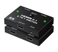 HDMI Switch 8K - Tendak 2 Port HDMI 2.1 Switch 2 to 1 Switcher Supports 8K@60Hz 4K@120Hz 3D HDR for PS5 PS4 Pro Xbox One X Blue-ray Player HDTV