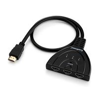 HDMI Switcher, 3-Port, HDMI Switch, 4K Hub with Gold Plated Connectors, Supports Full HD 1080P, 3D Video, Audio Formats: LPCM, Dolby AC3, DTS 7.1, No Power Adapter Needed