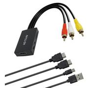 HDMI to Male RCA Converter AV Adapter Full HD 720P/ 1080P Output Switch Composite Video Cable Supports PAL/NTSC for TV Stick, Roku, Android Televison Box, PS2/PS3/Xbox/SNES/N64/STB/VHS/VCR/DVD