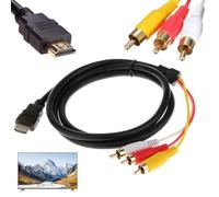 HDMI to RCA Cable | High-Definition HDMI to AV Adapter | 1080P Audio Video Converter for HDTV DVD and LCD Projectors | 1.5 Metre Durable Male to 3 RCA AV Cable with Enhanced Signal Transmission