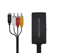HDMI to S Video Converter, HDMI to AV Composite Audio Video Converter, HDMI to RCA Adapter with RCA and Svideo Cable Support 1080p for PC Laptop Xbox PS3 TV STB VHS VCR Blue-Ray DVD