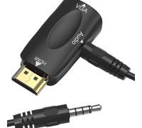 HDMI to VGA Adapter with Audio, 1080p HDMI Male to VGA Female Converter with 3.5mm Jack - Supports Laptop, PC, Monitor, Projector, HDTV,& More