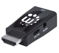 Manhattan HDMI to VGA (with Audio) Converter, 1080p, Male to Female, Micro-USB Power Input Port for additional power if needed, Black, Three Year Warranty, Polybag