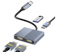 HDMI Type C Adapter Dual HDMI Extender 4-in-1 Multi-Display Adapter USB-C HDMI Extension 3 Screen USB HDMI Displayport USB Display Adapter for MacBook/iPad/Surface Go/Samsung/Other USB C Devices