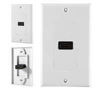 HDMI Wall Plate, 11.3 x 7cm ABS 1 Port Gold Plated HDMI Outlet Socket Insert Jack Wall Plate Face Cover with Ethernet for Home, Theater, DVD