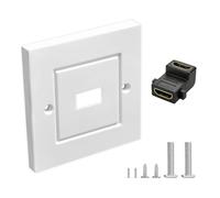 HDMI Wall Plate, HDMI Wall Socket Panel Single Port Faceplate Decorative Outlet Cover with Gold-Plated Connector for 4K HDTV Devices Flush Mount Panel for Home Theater Office Conference, 8.6x8.6cm