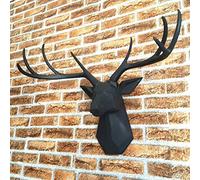 HDmirrorR ACAMPTAR Deer Head Design Sculpture，Modern Animal Head Wall Decoration, Stag Art Wall Sculptures，Simulation Resin Hanging Wall for Living Room Bedroom (Color, Yellow, Size, 59CM),Black,70CM