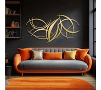 HDMOZUYT Abstract Line Metal Wall Art, Modern Geometric Flowing Curved Lines Wall Decor, Mid Century Metal Irregular Artwork, Housewarming Gift, Luxury Style Hanging Decor for Living Room Bedroom Off