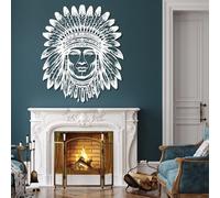 HDMOZUYT American Indian Metal Wall Art, Native American Metal Wall Art, Indian Wall Decor, Tribal Chiefs Wall Decor for Living Room, Bedroom, Office (White 24" H x 20" W / 60 x 51 cm)