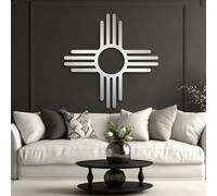 HDMOZUYT Authentic Zia Sun Symbol Metal Wall Decor, Southwestern Native American Inspired Metal Wall Art, Spiritual Meditation Hanging Art for Office Farmhouse Backyard Patio, Sacred Cultural Silhoue