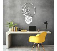 HDMOZUYT Creative Light Bulb & Bare Tree Metal Wall Art, Nature Silhouette Hanging Decor With Flying Birds, Modern Thought-Inspired Metal Wall Decor for Living Room Office, Housewarming Gift for Home