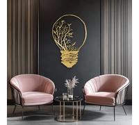 HDMOZUYT Creative Light Bulb & Bare Tree Metal Wall Art, Nature Silhouette Hanging Decor With Flying Birds, Modern Thought-Inspired Metal Wall Decor for Living Room Office, Housewarming Gift for Home