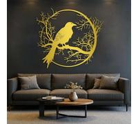 HDMOZUYT Crow Metal Wall Decor, Raven Wall Art, Gothic Metal Wall Art, Tree Branch Wall Decor for Living Room, Bedroom, Office (Gold 35"x32" / 90x81cm)
