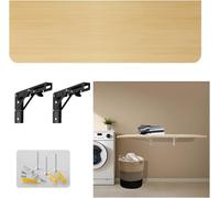 HDMOZUYT Floating Wooden Wall Mounted Folding Table Desk for Small Spaces Drop Leaf Fold Down Dining Tables Foldable Hanging Workbench Bar Computer Walnut (Wood 6030cm)