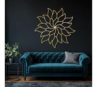 HDMOZUYT Floral Spiral Metal Wall Art, Modern Geometric Flower Wall Decor, Minimalist Botanical Wall Sculpture for Living Room Bedroom Office, Indoor Outdoor Hanging Artwork (Gold 39" L x 39" W)