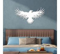 HDMOZUYT Metal Raven Wall Art, Metal Crow, Crow Decor, Bird Decorations, Nordic Home Decorations, Animal Wall Art, Nature Artwork, Norse Mythology Artwork, Living Room Decor (White 53L x 31W)