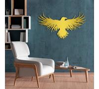 HDMOZUYT Metal Raven Wall Art, Metal Crow, Crow Decor, Bird Decorations, Nordic Home Decorations, Animal Wall Art, Nature Artwork, Norse Mythology Artwork, Living Room Decor (Gold 30L x 17W)