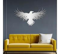 HDMOZUYT Metal Raven Wall Art, Metal Crow, Crow Decor, Bird Decorations, Nordic Home Decorations, Animal Wall Art, Nature Artwork, Norse Mythology Artwork, Living Room Decor (Silver 41L x 24W)