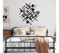 HDMOZUYT Modern Geometric Interlocking Grid Metal Wall Art, Abstract Minimalist Wall Hanging Decor, Contemporary Linear Art for Living Room Office Bedroom (Black 24" L x 24" W)