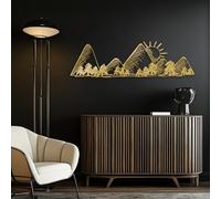 HDMOZUYT Mountain Range & Pine Forest Metal Wall Art, Sunny Wilderness Silhouette Hanging Decor for Living Room Office, Rustic Outdoor-Themed Metal Wall Decor, Durable Landscape Art for Cozy & Modern