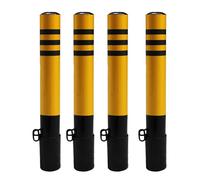HDMOZUYT Safety Bollard Yellow Traffic Barriers Metal Bollard Parking, Removable Bollard with Embedment Sleeve, Easy to Install for Parking Lot and Construction lot(2PCS - Yellow) (4PCS yellow)