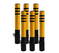 HDMOZUYT Safety Bollard Yellow Traffic Barriers Metal Bollard Parking, Removable Bollard with Embedment Sleeve, Easy to Install for Parking Lot and Construction lot(2PCS - Yellow) (6PCS yellow)