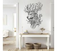 HDMOZUYT Tree Deer Head Metal Wall Art, Abstract Deer Wall Decor, Metal Animal Wall Decor for Living Room, Bedroom, Cabin (Black 24" H x 17" W / 60 x 42 cm)