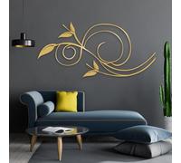 HDMOZUYT Vintage Floral Vine Metal Wall Art, Boho Curved Branch & Leaf Silhouette Hanging Decor, Elegant Swirl Design, Romantic Nature-Inspired Wall Decor for Living Room Entryway Bedroom Kitchen (G