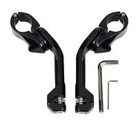 HDMT 1-1/4" 32mm Gloss Black Long Angled Adjustable Highway Foot Peg Mount Kit for all models with 1.25 Inches Engine Guard for Harley and Yamaha and Honda