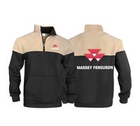HDOEHLXF Men's Fleece Jacket Sweatshirt for Massey Ferguson Print Quarter Zip Polo Collar Sweater Long Sleeve Warm Winter Pullover Lightweight Jumpers Sports Leisure Workwear-Black||3x_l