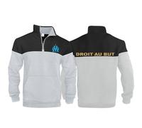 HDOEHLXF Men's Fleece Jacket Sweatshirt for P.D.Marseille Print Quarter Zip Polo Collar Sweater Long Sleeve Warm Winter Pullover Lightweight Jumpers Sports Leisure Workwear-Light Gray||xx_l