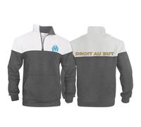 HDOEHLXF Men's Fleece Jacket Sweatshirt for P.D.Marseille Print Quarter Zip Polo Collar Sweater Long Sleeve Warm Winter Pullover Lightweight Jumpers Sports Leisure Workwear-Dark Gray||s