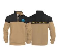 HDOEHLXF Men's Fleece Jacket Sweatshirt for P.D.Marseille Print Quarter Zip Polo Collar Sweater Long Sleeve Warm Winter Pullover Lightweight Jumpers Sports Leisure Workwear-Khaki||l