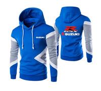 HDOEHLXF Mens Hooded Sweatshirts Pullover for Suzuki Print Long Sleeve Hoody Fleece Jumpers Casual Hoodies Patchwork Hooded Top - Teen Gift-Blue||3x_l
