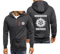 HDOEHLXF Men's Hoodie Jacket Sweatshirt For Su.per.nat.ural Print Sport Pullover Long Sleeve Zipped Jumper Hoodies Casual Sweater Sport Cardigan Tops - Teen Gift-Dark Gray||xx_l