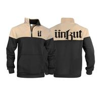 HDOEHLXF Men's Zip Neck Sweatshirt for Unkut Print Casual Jumper Long Sleeve T-shirt Fleece Sweatshirts Quarter Zip Pullover with Pocket Winter Warm Sweater - Teen Gifts-Black||x_l