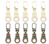 HDONONGYIRO 10 Packs Zipper Pull Replacement Removable Zipper Pull Replacement Slider Kit Zipper Pulls Zip Repair Kit Zipper Sliders Metal Zipper Gripper