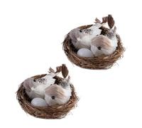 HDouii 2 Set Simulation Bird Nest with Bird and Eggs Decor,Fake Foam Feather Birds,Artificial Birds,for DIY Craft Tree Decoration