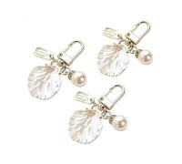 HDouii 3Pcs Gold Pendant Handbag Rhinestones Keychain Keyring Shell Purse Charm Crystal Pearl Keychains Car Ring Accessories