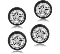HDouii 4Pcs Black Tires,Simulation Rubber Wheel Tire Wheel Toy Model DIY RC Spare Parts Easy Installation Small in Size,Remote and App Controlled Vehicles and Parts (48mm)