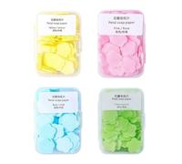 HDouii Paper Soap, 4 Different Scented Mini Fresh Portable Disposable Petal Hand Wash Sheets, Dissolvable Hand Bath Soap, Suitable for Outdoor, Travel, Camping, 4 Boxes (Approx 400 Sheets)