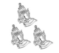 HDOYTXXM 3Pcs Stainless Steel Pendants Praying Hand Charm For Handmade Jewelry Projects Religious Necklace Components