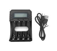 HDOYTXXM Advanced 4-Channel Battery Charging Adapter For 1.5V AA 3A Lithium Cells With LCD Screen Type C Charging Dock Black