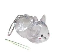 HDOYTXXM Clear Rabbits Shape Pet Hair Memorial Keychain Compacts Keepsakes Storage Box Pendant with Tweezers for Owners Gift Hair Keepsakes Pendant