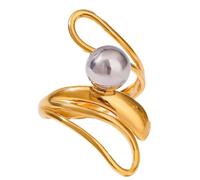 HDOYTXXM Contemporary Asymmetrical Loop Jewelry Stainless Steel Rings Easy Maintenance and Versatile Styling Finger Accessories Adjustable Openwork Stainless Steel