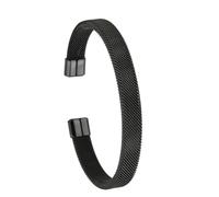 HDOYTXXM Contemporary Open End Stainless Steel Bangle Featuring Mesh Pattern Unisex Daily C Shaped Bangles Accessory Modern Stainless Steel Bangle For Daily Wear