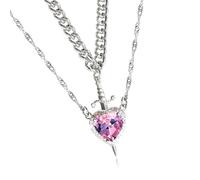 HDOYTXXM Couple Heart and Swords Necklace Adjustable Length Collarbone Chain Accessories for Everyday Wear and Special Gatherings Heart and Swords Necklace