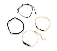 HDOYTXXM Elegant Black Crystal Imitation Bead Set For Women Adjustable Length Handchain Fashion Jewelry Accessories